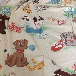 Pound puppies print pleated drapes two panels